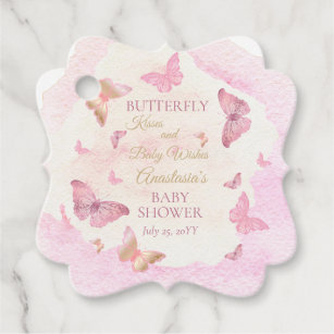 Étiquettes Cadeau Baisers à papillon et voeux de bébé Baby shower fi