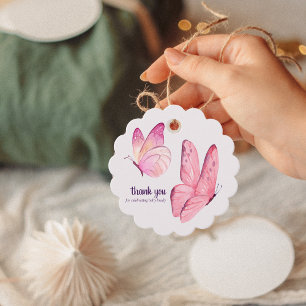 Étiquettes Cadeau Baisers à papillon et voeux pour bébé Baby shower