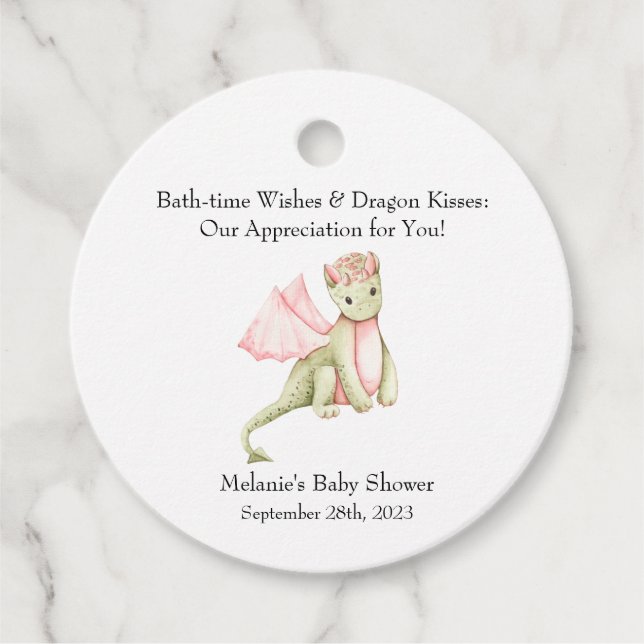 Étiquettes Cadeau Baisers de Bath-Time et Baisers de Dragon (Devant)