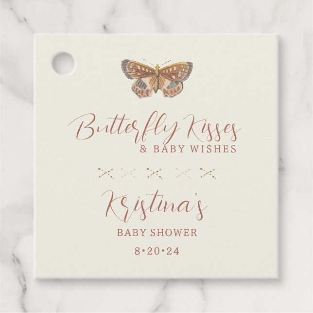 Étiquettes Cadeau Baisers papillon Bébé Fille Douche (Devant)