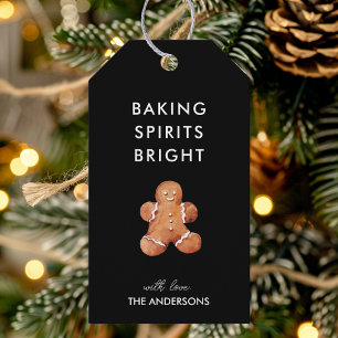 Étiquettes-cadeau Baking Spirits Bright Black avec Ginger Cookie