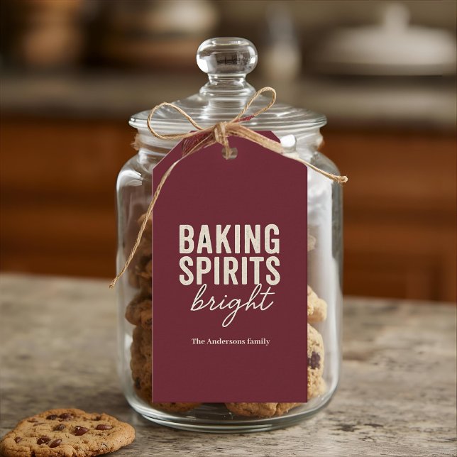 Étiquettes-cadeau Baking Spirits Bright Bourgogne Noël (Créateur téléchargé)