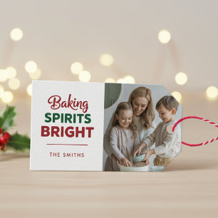 Étiquettes-cadeau Baking Spirits Bright Christmas Photo Gift Tag