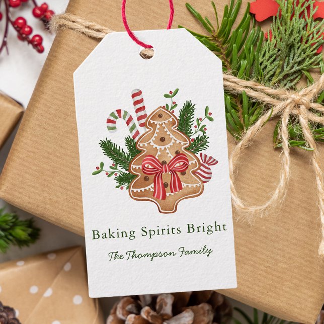 Étiquettes-cadeau Baking Spirits Bright Christmas Tree Cookie (Créateur téléchargé)