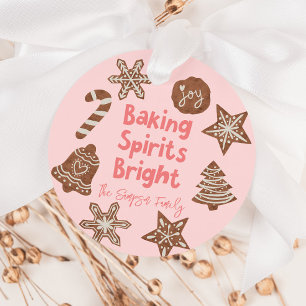 Étiquettes Cadeau Baking Spirits Bright Holiday Cookies Rose