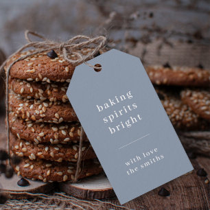 Étiquettes-cadeau Baking Spirits Bright Minimal Simple Bleu Gris