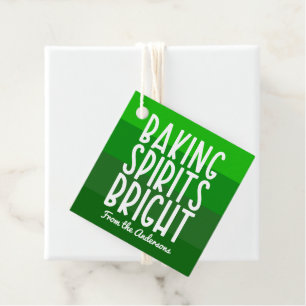 Étiquettes Cadeau Baking Spirits Bright Rouge rayé Noël