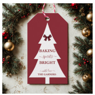 Étiquettes-cadeau Baking Spiritueux Arbre de Noël rouge