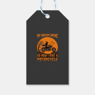 Étiquettes-cadeau Balai Casse Sorcière Halloween Moto Chauves-Souris