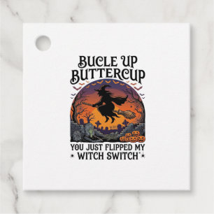 Étiquettes Cadeau Balai de Halloween Commutateur Sorcière Boutonnièr