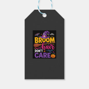 Étiquettes-cadeau Balai d'Halloween Citation de Sorcière Cheveux N'i