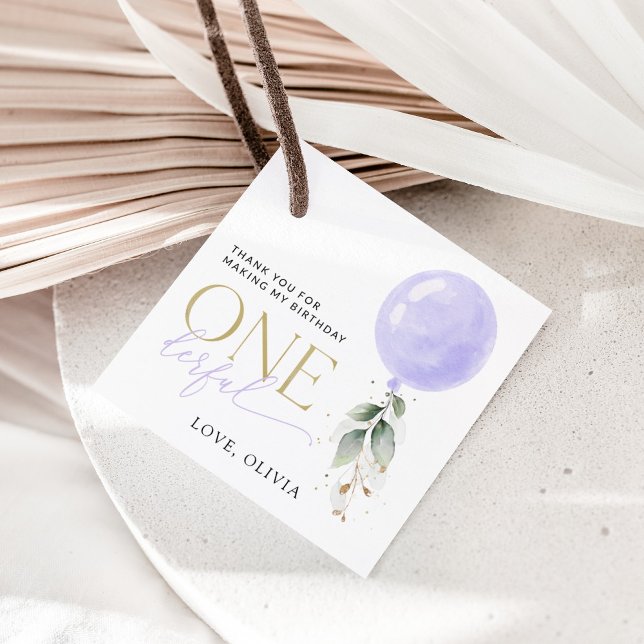 Étiquettes Cadeau Balcon Violet, Verdure, Feuillage, Premier Anniver (Créateur téléchargé)