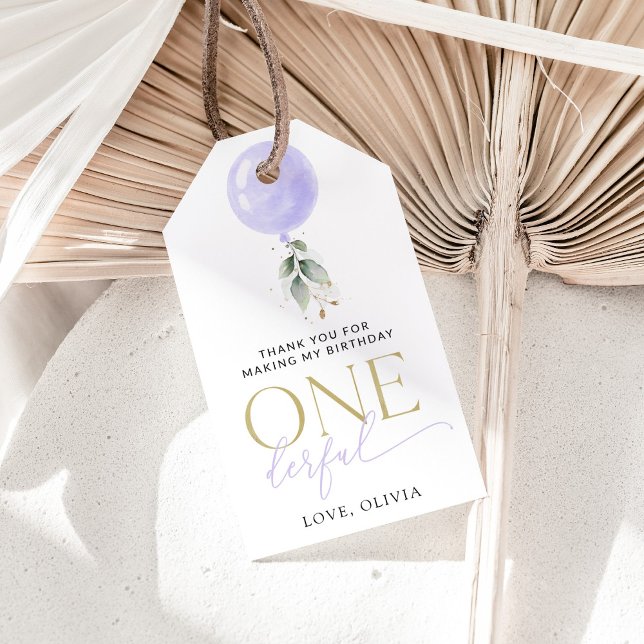 Étiquettes-cadeau Balcon Violet, Verdure, Feuillage, Premier Anniver (Créateur téléchargé)