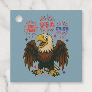 Étiquettes Cadeau Bald Eagle avec Fireworks - USA 250 ans 1776-2026