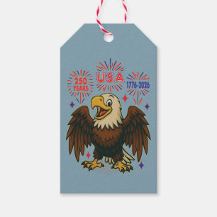Étiquettes-cadeau Bald Eagle avec Fireworks - USA 250 ans 1776-2026
