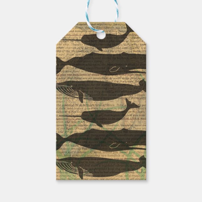 Étiquettes-cadeau Baleine antique Vie marine (Devant)