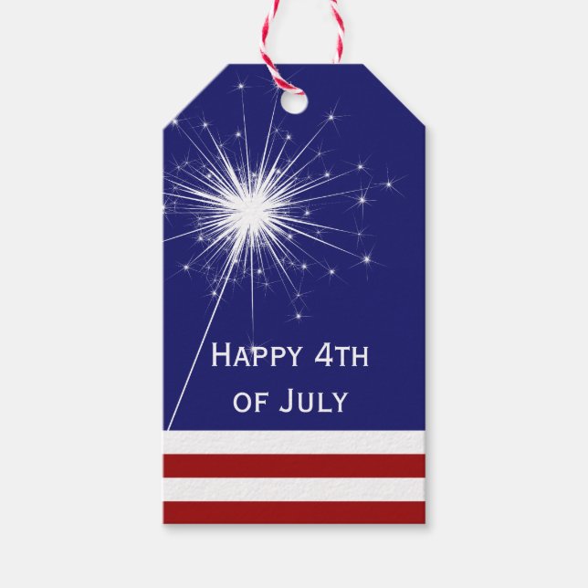 Étiquettes-cadeau Balise 4 juillet Sparkler 3 (Devant)