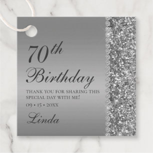 Étiquettes Cadeau Balise 70th Birthday Silver Parties scintillant Di
