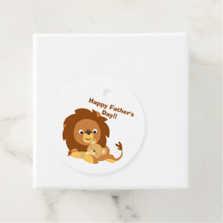 Étiquettes Cadeau Balise adorable Dessin papa Lion et Cub Favoriser