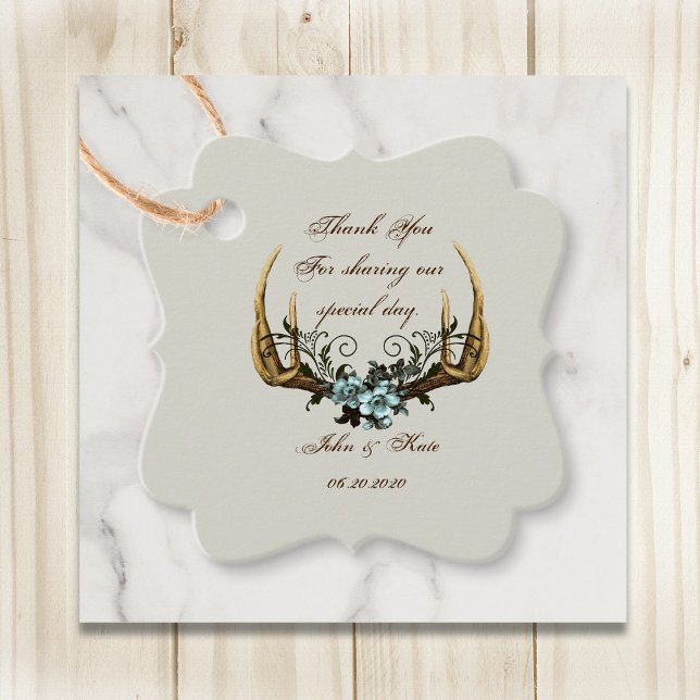 Étiquettes Cadeau Balise Antlers et Merci Rose (Créateur téléchargé)