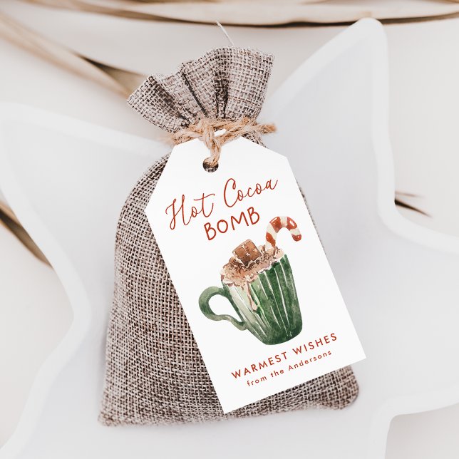 Étiquettes-cadeau Balise Aquarelle Cute Hot Cocaca Bomb (Créateur téléchargé)