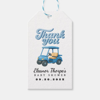 Étiquettes-cadeau Balise Baby shower de golf bleu Merci