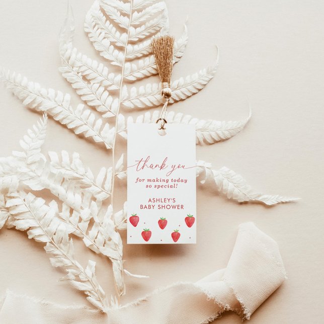 Étiquettes-cadeau Balise baby shower Faveur, Baby shower fraise (Créateur téléchargé)