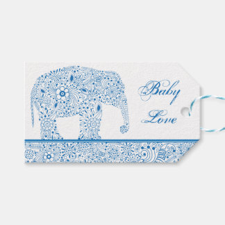 Étiquettes-cadeau Balise Bébé Bleu Amour Eléphant Cadeau