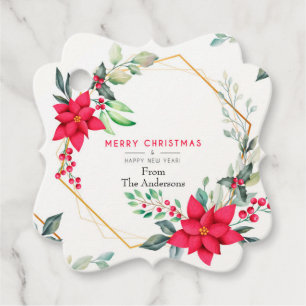 Étiquettes Cadeau Balise Belle aquarelle Fleur de Noël Favoriser