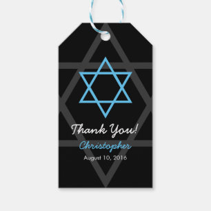 Étiquettes-cadeau Balise Black Blue Bar Mitzvah Merci Favoriser