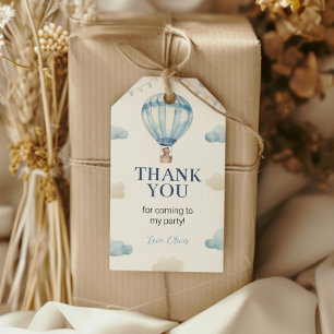 Étiquettes-cadeau Balise bleu Brown Teddy Bear Anniversaire Merci