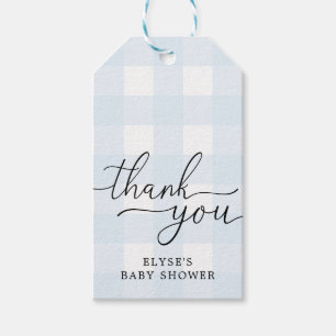 Étiquettes-cadeau Balise bleue En vichy Baby shower Merci Favoriser
