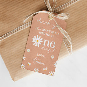 Étiquettes-cadeau Balise Boho Daisy Merci de fête d'anniversaire