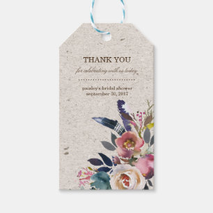 Étiquettes-cadeau Balise Boho Floral Feather Rustic Shower Favoriser