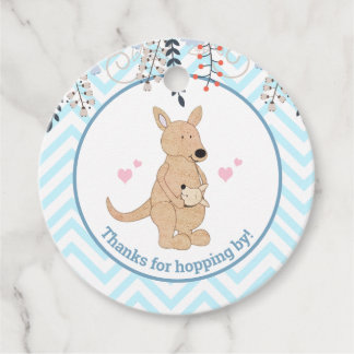Étiquettes Cadeau Balise Boho Kangaroo Watercolor Baby Boy Round Fav