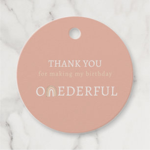 Étiquettes Cadeau Balise Boho Pink Onederful Premier anniversaire de