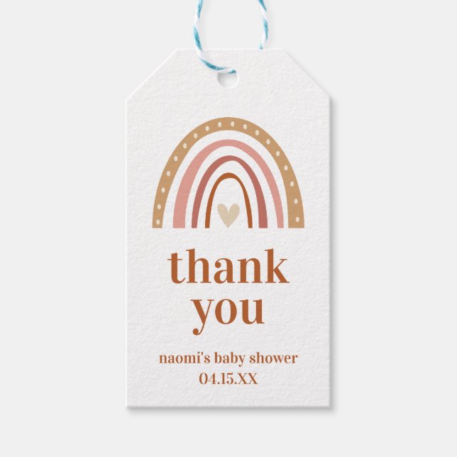 Étiquettes-cadeau Balise Boho Rainbow Baby shower Merci (Devant)