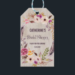 Étiquettes-cadeau Balise Boho Rustic Favoriser Merci de Fête des mar<br><div class="desc">Fête des mariées florale bohème Favor Tag Avec élégantes fleurs rustiques d'aquarelle</div>