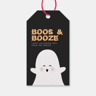 Étiquettes-cadeau Balise Boos & Booze Halloween Cute Ghost Bottle