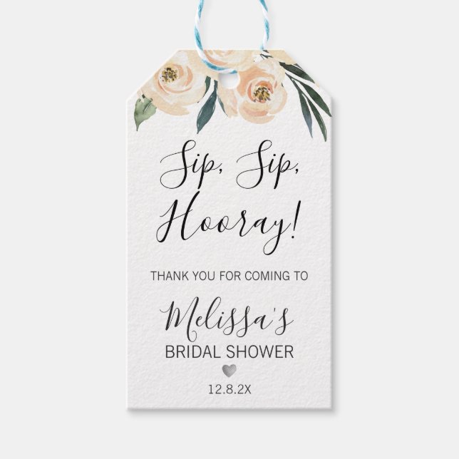 Étiquettes-cadeau Balise Broussailler Fête des mariées florale Sip H (Devant)