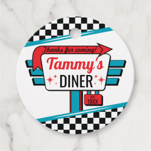 Étiquettes Cadeau Balise cadeau 1950's Diner Retro Anniversaire Favo