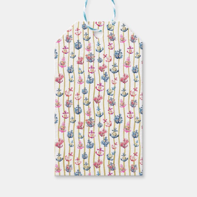 Étiquettes-cadeau Balise cadeau Ancres florales (Devant)