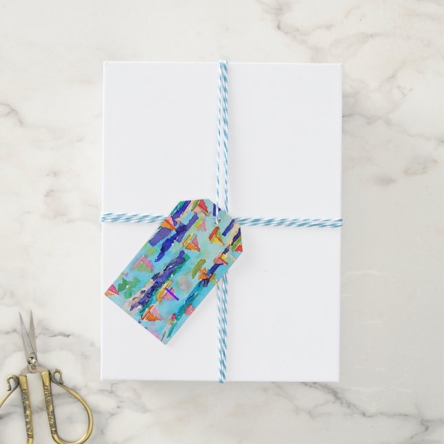 Étiquettes-cadeau Balise cadeau_Aquarelle de voile (Avec de laficelle)