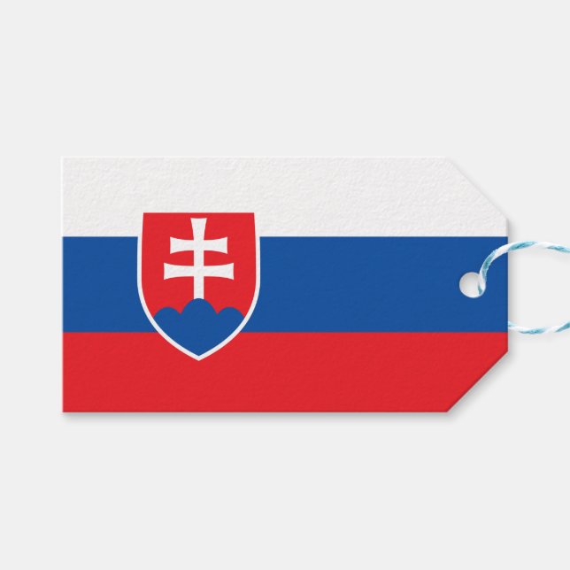 Étiquettes-cadeau Balise cadeau avec drapeau de la Slovaquie (Devant (Horizontal))