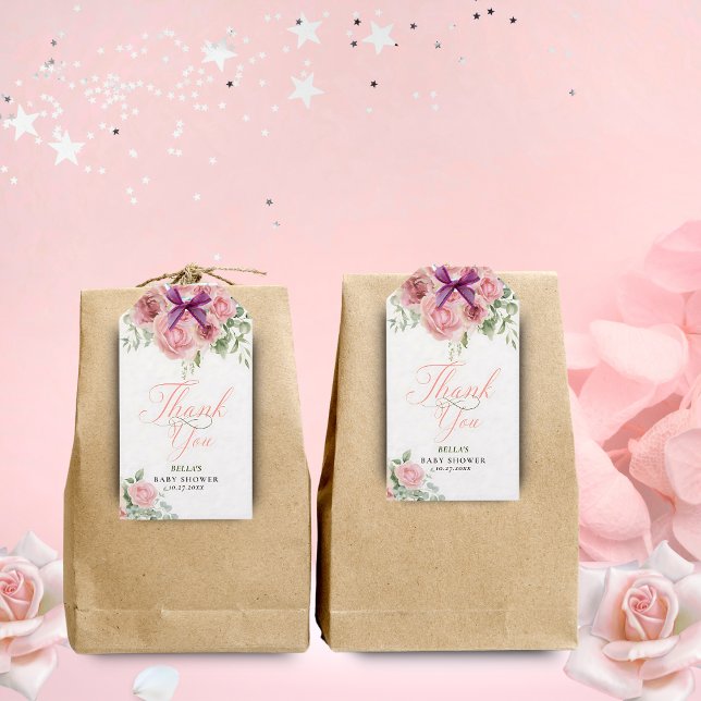 Étiquettes-cadeau Balise cadeau Baby shower fille en fleur (Créateur téléchargé)