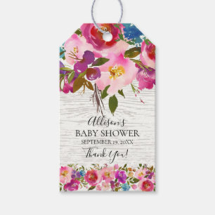 Étiquettes-cadeau Balise cadeau Baby shower floral en bois rustique 