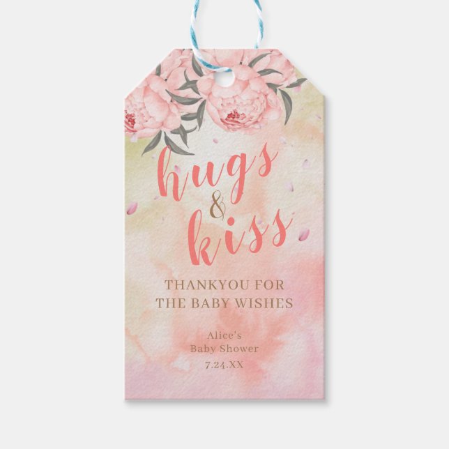Étiquettes-cadeau Balise cadeau Baby shower rose Floral (Devant)