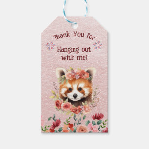 Étiquettes-cadeau Balise cadeau bébé rouge Panda Ours