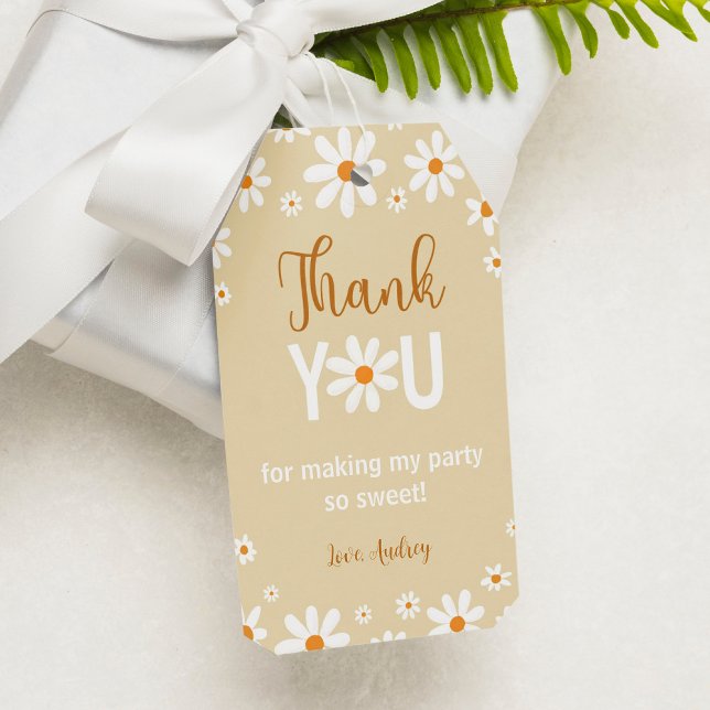 Étiquettes-cadeau Balise-cadeau Boho Light Daisy 1er Anniversaire Me (Créateur téléchargé)