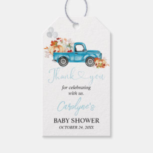 Étiquettes-cadeau Balise cadeau citrouille Blue Truck Baby shower Me